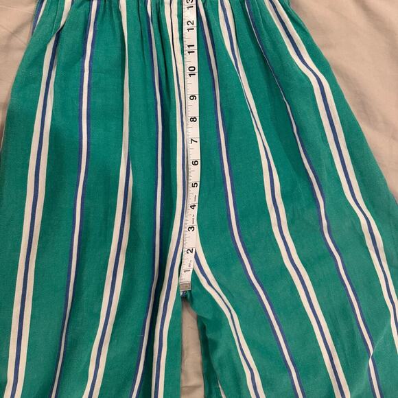Cleobella Jade Jumpsuit Teal Navy White Striped Off the Shoulder Wide Leg Small - Picture 11 of 13
